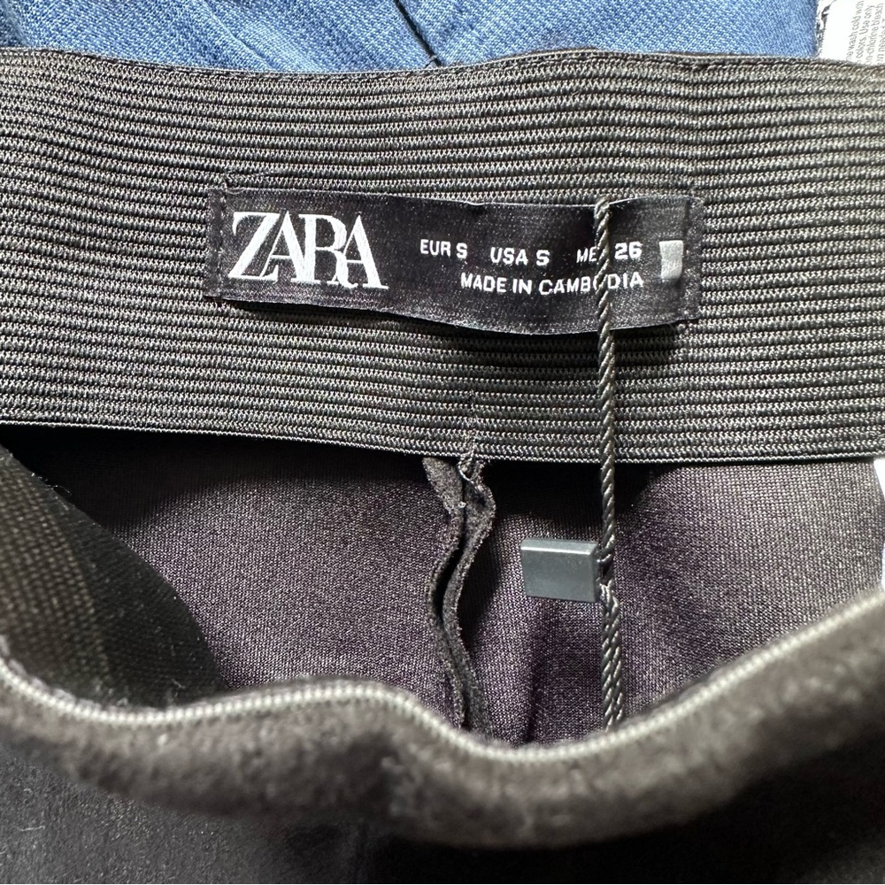 NWT! Zara Black Hi-Rise Suede Legging Trousers - Picture 8 of 10
